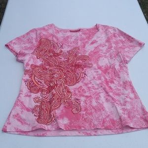 Gloria Vanderbilt Pink Paisley Blouse